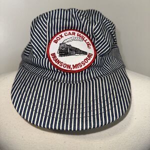 Vtg Box Car Willie Branson Missouri Snapback Conductor Hat Stripe Cap Made USA